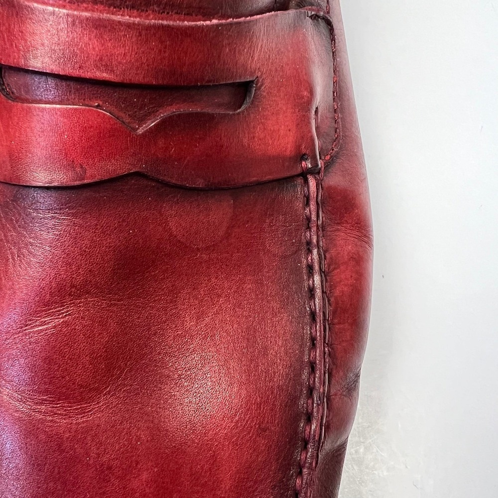 Magnanni Dylan Red Leather Penny Loafer Driving Moccasins Men's 9 Shoes Preppy - Picture 4 of 11